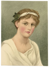 Portrait of a Woman in Classical Dress – Original 1890s watercolour painting