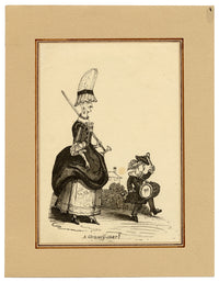 A Granny-dear! Caricature Cartoon – Original c.1830 pen & ink drawing