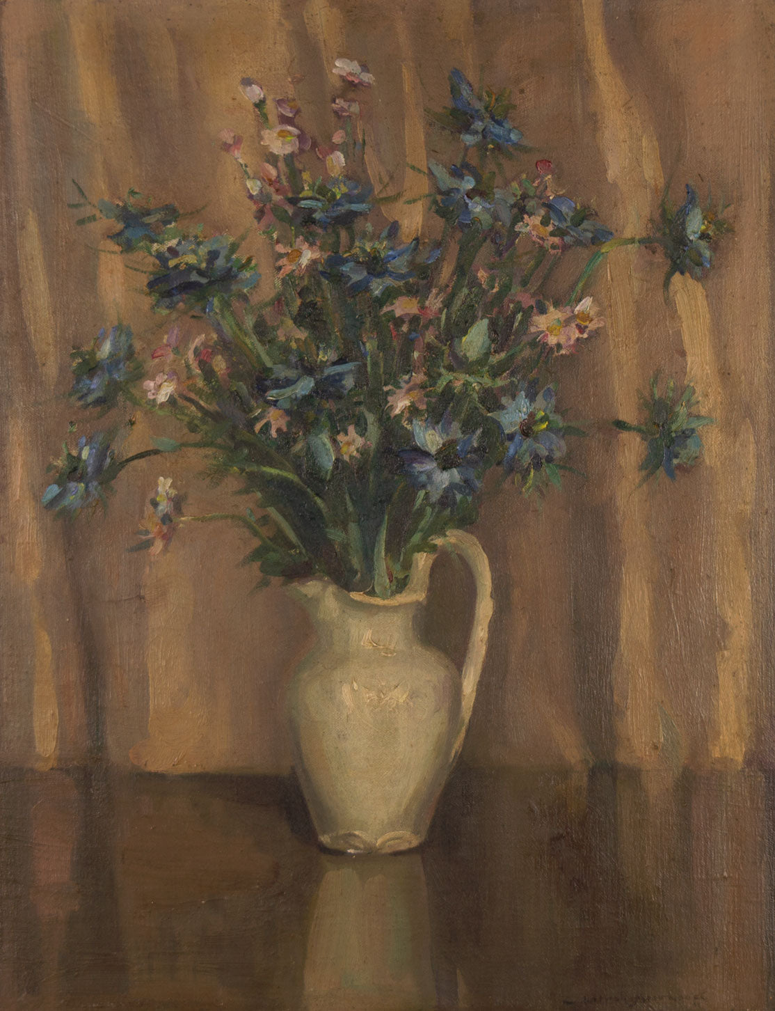 George Mortram Moorhouse, 'Love-in-a-Mist' Still Life – early C20th oil painting