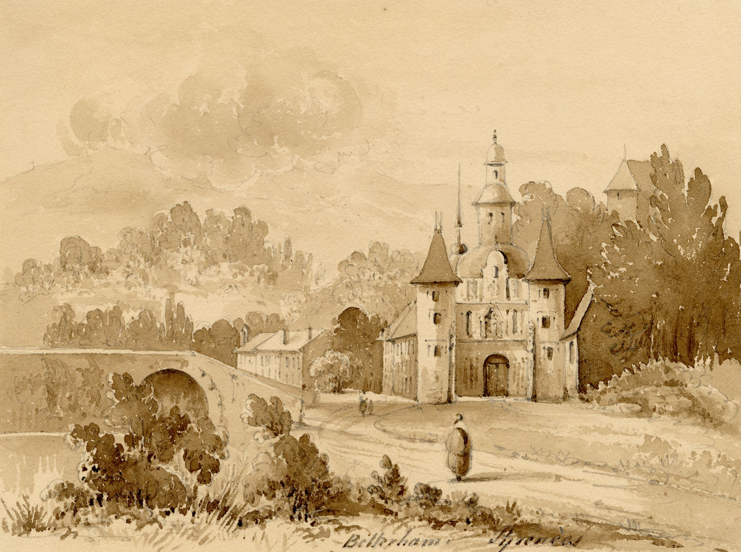 Caroline Pearson, Sanctuary of Betharram, Pyrenees, France – c.1835 watercolour