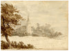 Henry William Burgess, Tree with Church – Original c.1829 watercolour painting