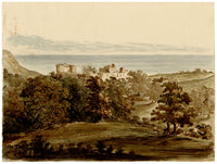 Henry William Burgess, Sea View with Castle Ruin – c.1829 watercolour painting