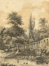 Henry William Burgess, Riverbank Tree Study – Original c.1829 graphite drawing