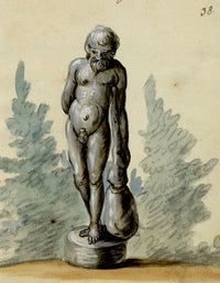 Leopold Billek, Hercules Statue – Original c.1820 gouache painting