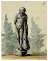 Leopold Billek, Hercules Statue – Original c.1820 gouache painting