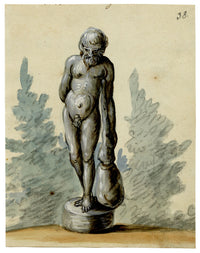 Leopold Billek, Hercules Statue – Original c.1820 gouache painting