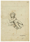 Leopold Billek, Baby Study – Original c.1820 pen & ink drawing