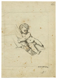 Leopold Billek, Baby Study – Original c.1820 pen & ink drawing