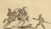 Hoppner, Horse Battle with Spears – early 19th-century pen & ink drawing
