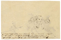 Hoppner, Batalla de caballos con lanzas – dibujo a pluma y tinta de principios del siglo XIX