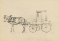 Frank L. Emanuel, Horse & Carriage – early 20th-century graphite drawing