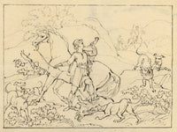 Possibly Thomas Stothard RA, Medieval Boar Hunting Scene–early C19th ink drawing