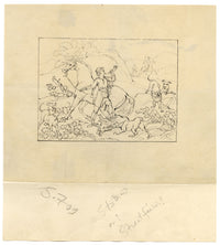 Forse Thomas Stothard RA, Scena di caccia al cinghiale medievale - disegno a inchiostro dei primi anni del XIX secolo