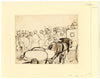 Attrib. John Leech, Gathered Crowd with Horse & Carriage – mid-C19th ink drawing