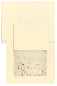 Attrib. John Leech, Gathered Crowd with Horse & Carriage – mid-C19th ink drawing