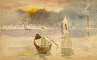 Alice Horton, Venice Lagoon at Sundown – Original 1901 watercolour painting