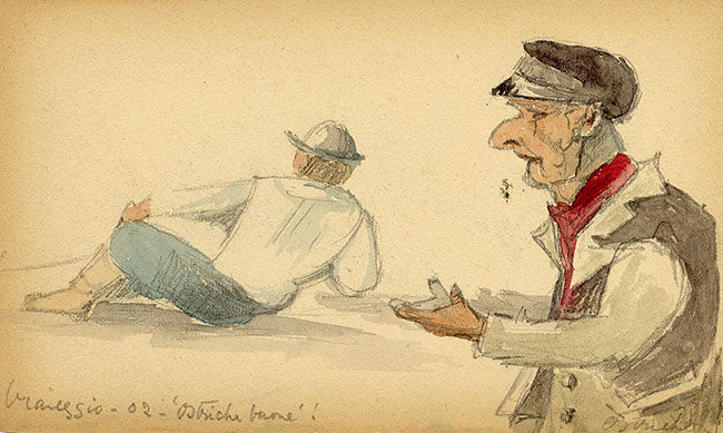 Alice Horton, Figure Studies at Viareggio, Italy – 1902 watercolour painting