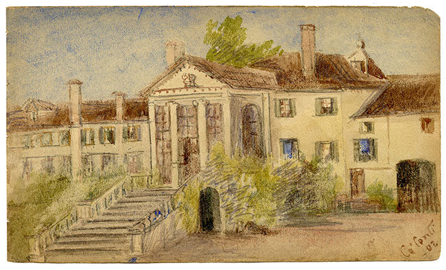 Alice Horton, Villa Ca’ Conti, Granze, Veneto, Italy – 1902 watercolour painting