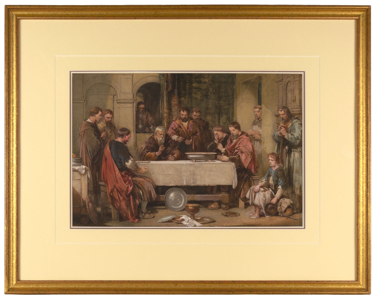 George Cattermole RWS, Grace in the Refectory – mid-19th-century watercolour