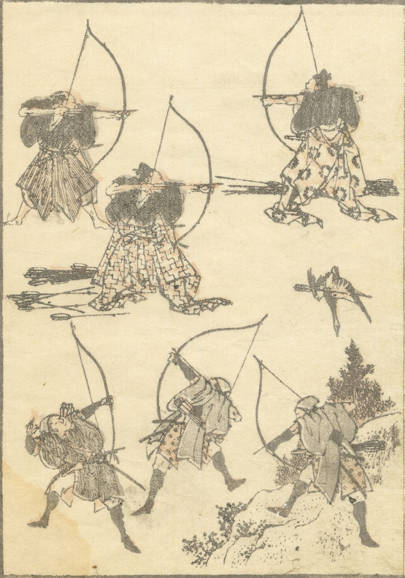 Katsushika Hokusai, Hokusai Manga Archery –19th-century Japanese woodblock print