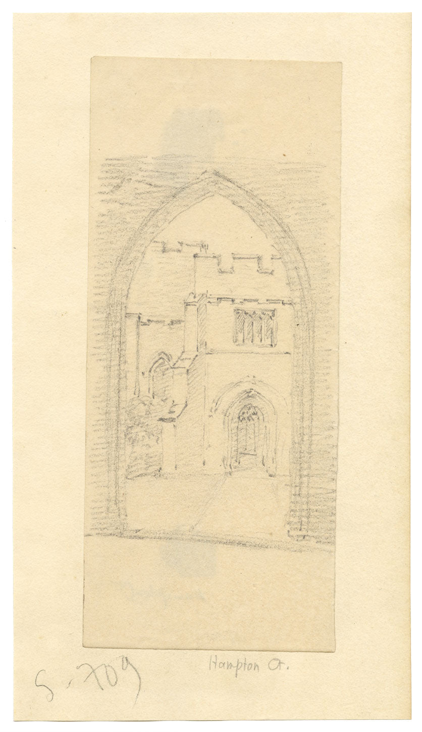 Palacio de Hampton Court, Arco – Dibujo original en grafito de mediados del siglo XIX
