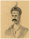 Prakash Hari Sonawane, Portrait of Baji Rao I – contemporary charcoal drawing