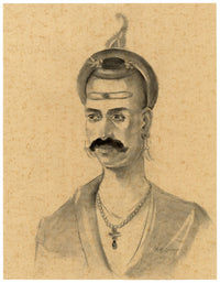 Prakash Hari Sonawane, Portrait of Baji Rao I – contemporary charcoal drawing