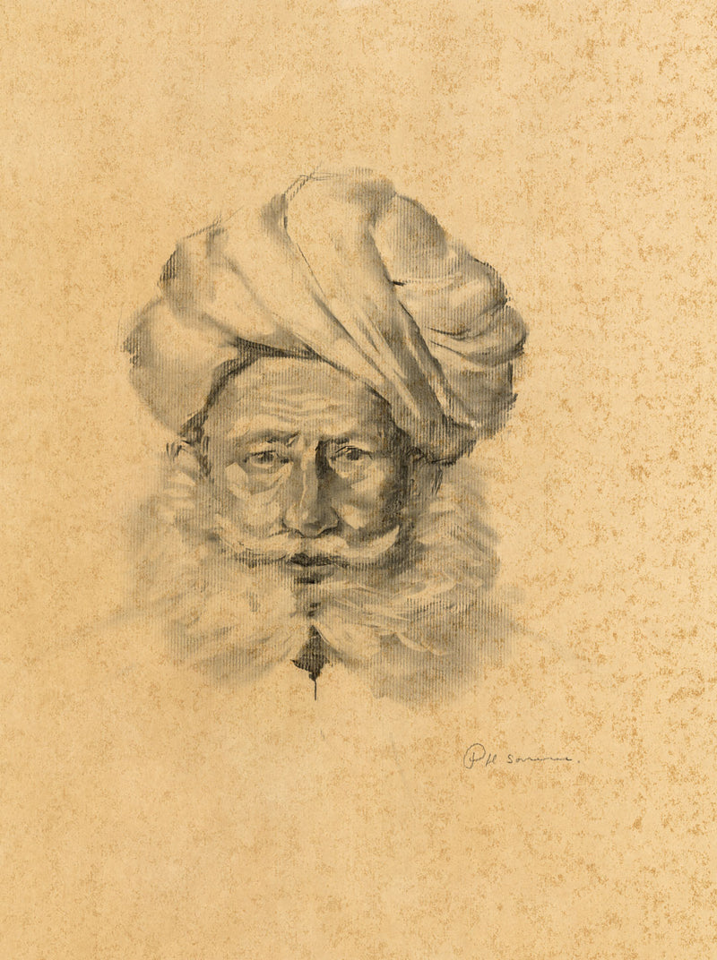 Prakash Hari Sonawane, Portrait of Charan Singh – contemporary charcoal drawing