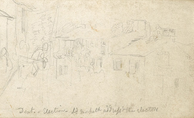 Atribuido por Daniel Maclise, Lord Morpeth se dirige a los electores – dibujo de principios del siglo XIX