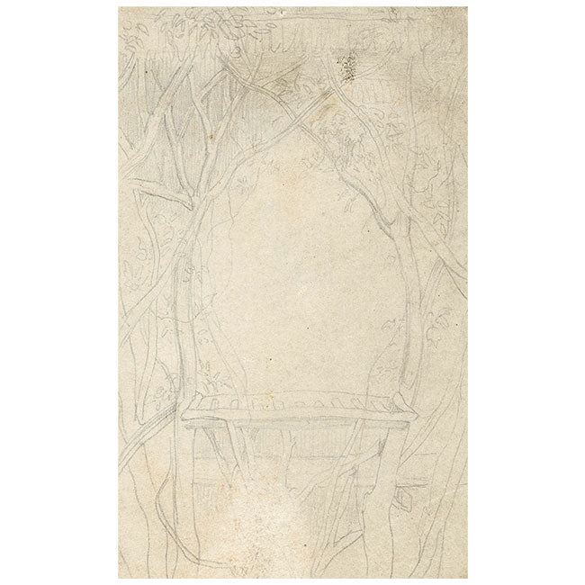 Atribuido por Daniel Maclise, Diseño de arco de rama de árbol – dibujo a grafito de principios del siglo XIX