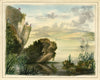 Coastal View in India with Spearsmen – early 19th-century watercolour painting