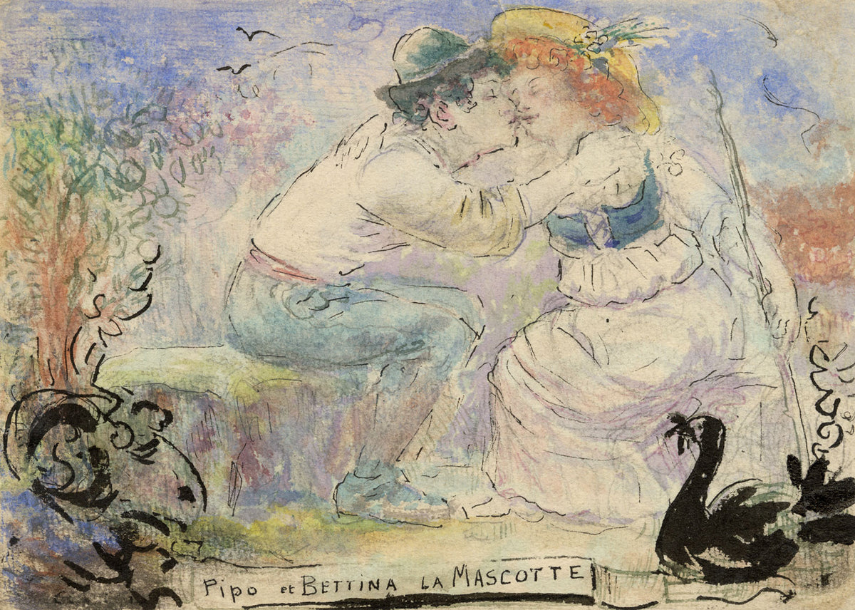 G. Cervelli, La Mascotte Opéra Comique Bettina & Pippo – 1910s watercolour