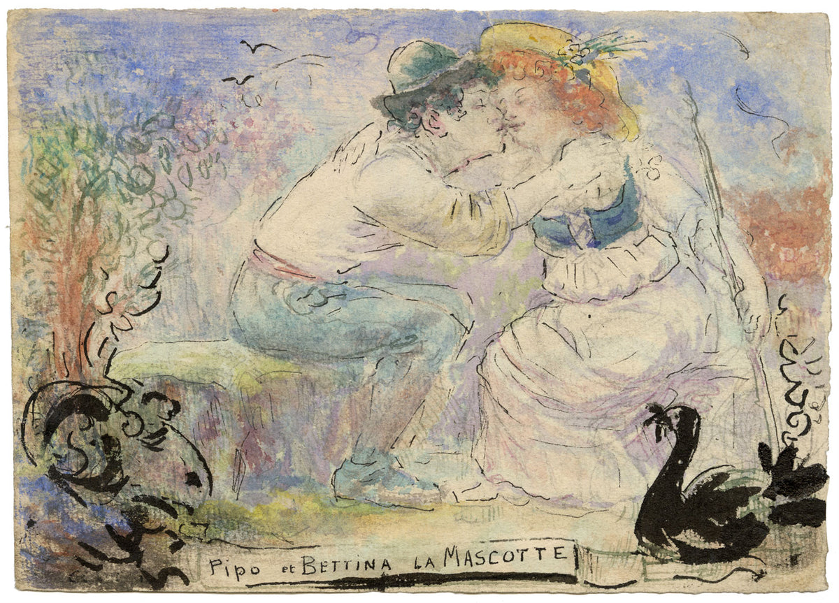 G. Cervelli, La Mascotte Opéra Comique Bettina & Pippo – 1910s watercolour