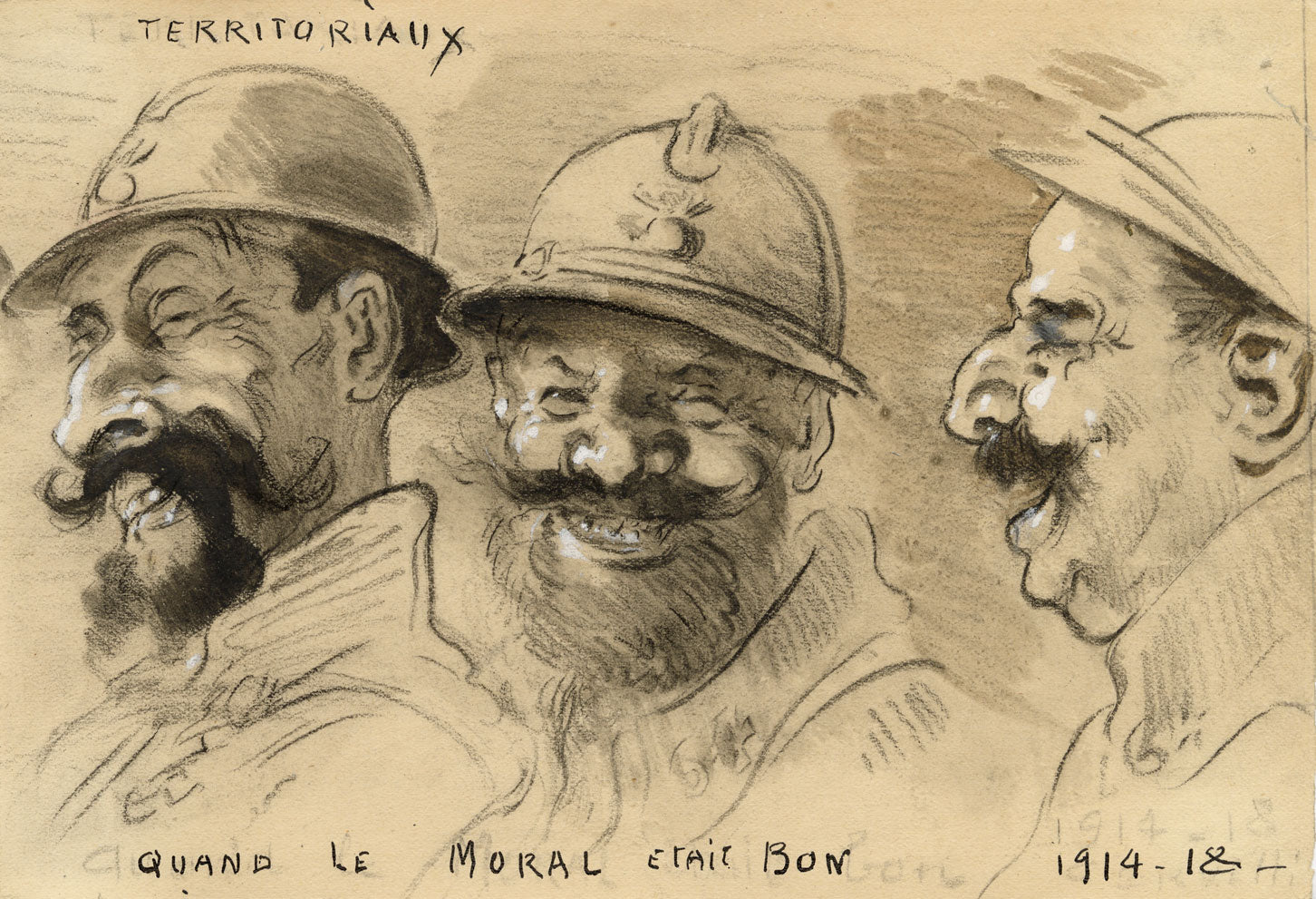 G. Cervelli, World War One Satirical Caricature 'Bon Moral' – 1910s drawing