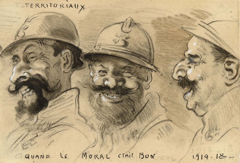 G. Cervelli, World War One Satirical Caricature 'Bon Moral' – 1910s drawing