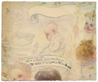 G. Cervelli, Babies Bawling Satirical Cartoon – 1910s watercolour painting