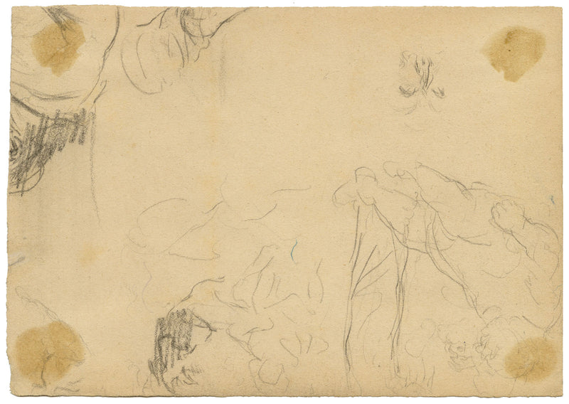 G. Cervelli, Rabelaisian Monks French Caricature – 1910s charcoal drawing