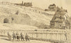 George J. Cayley, Dieppe View with Fisherwomen, Normandy –1874 pen & ink drawing