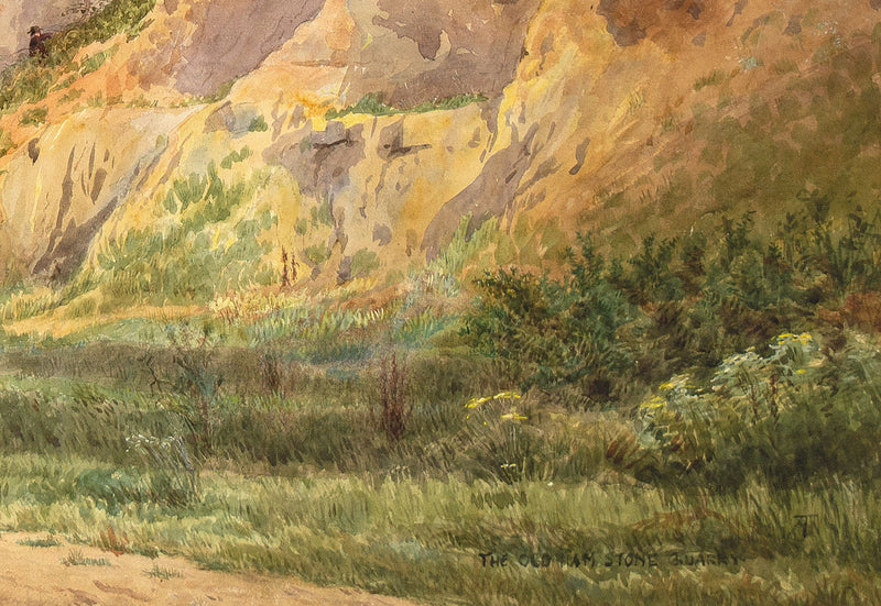 Alfred Tidey, La antigua cantera de piedra de Ham, Somerset – acuarela de finales del siglo XIX