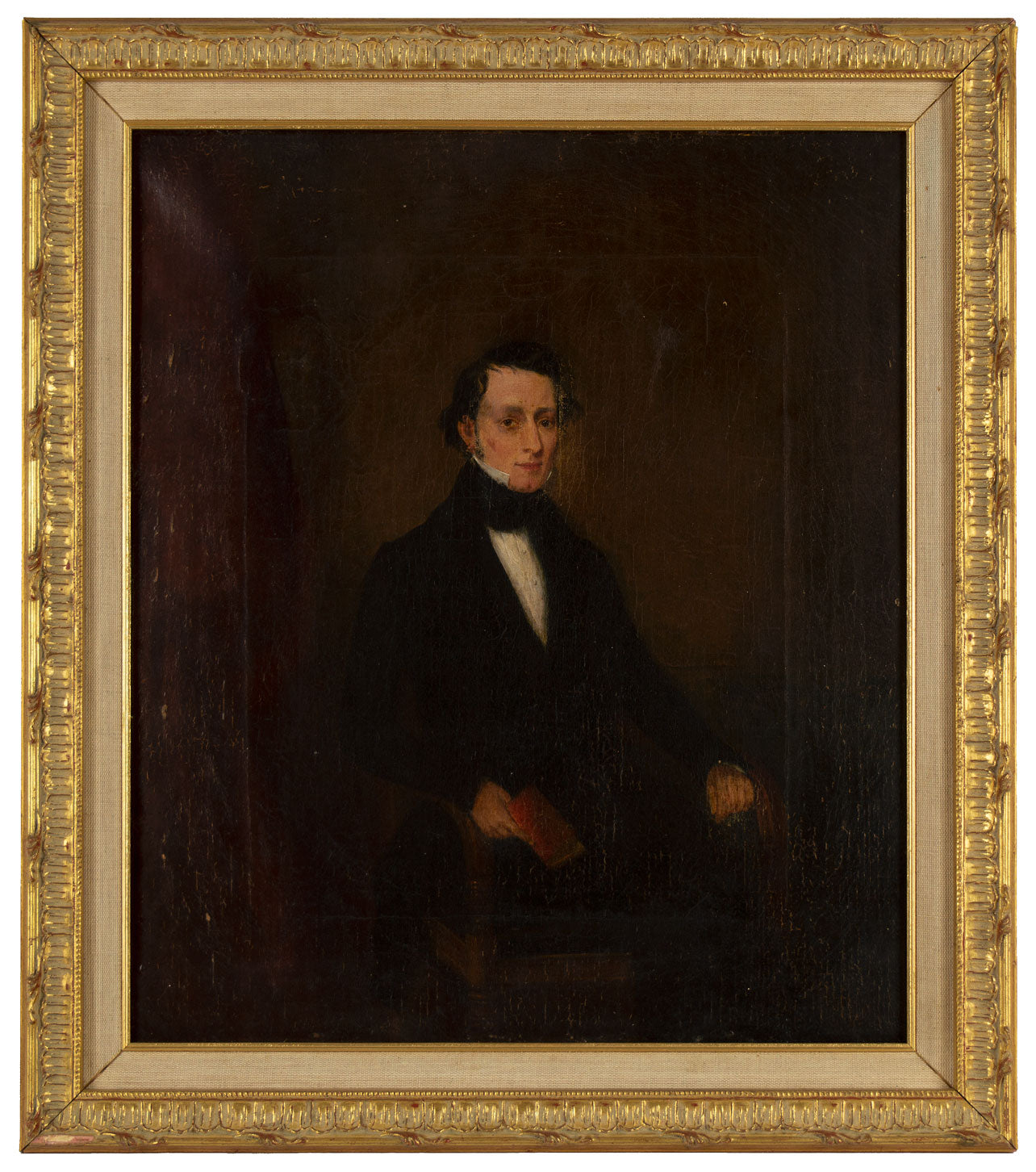 Portrait of a Seated Gentleman with Book – Original c.1830s oil painting