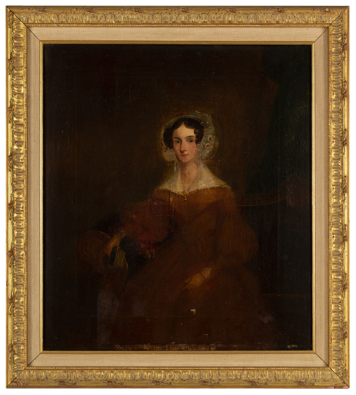 Portrait of a Seated Lady with Book – Original c.1830s oil painting