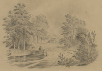 Resting Woodsman with Axe – Original early 19th-century graphite drawing