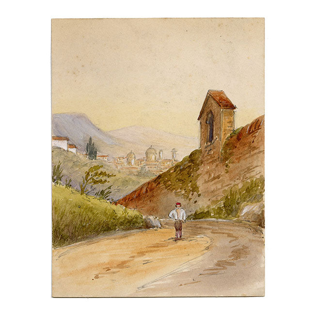 V.S. Satterthwaite, On the Outskirks of Florence, Italy – c.1880s watercolour