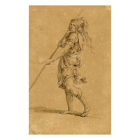 John White Abbott, Female Figure after Salvator Rosa – c.1805 ink & wash drawing