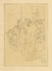 John White Abbott, Detail after Domenichino – Original c.1805 pen & ink drawing