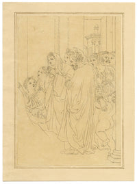 John White Abbott, Detail after Domenichino – Original c.1805 pen & ink drawing