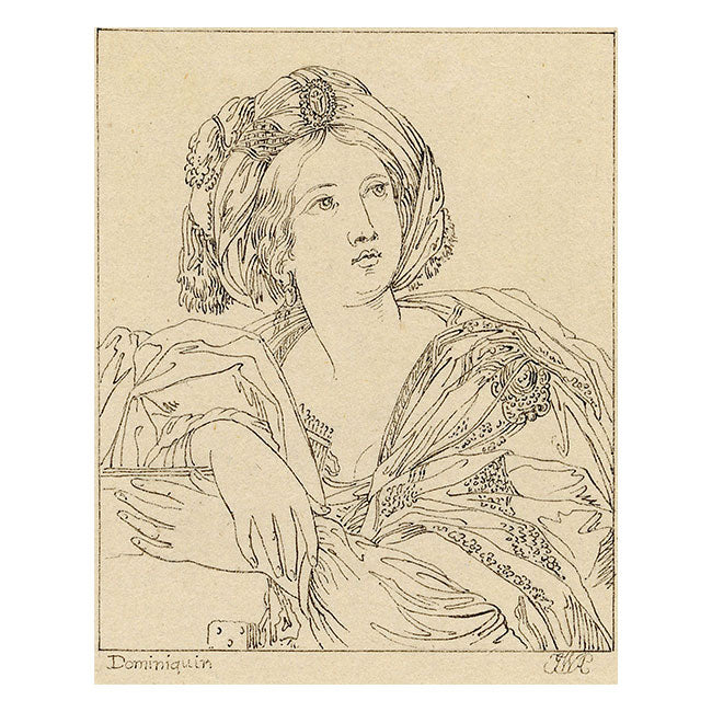 John White Abbott, A Sibyl after Domenichino – Original c.1805 pen & ink drawing
