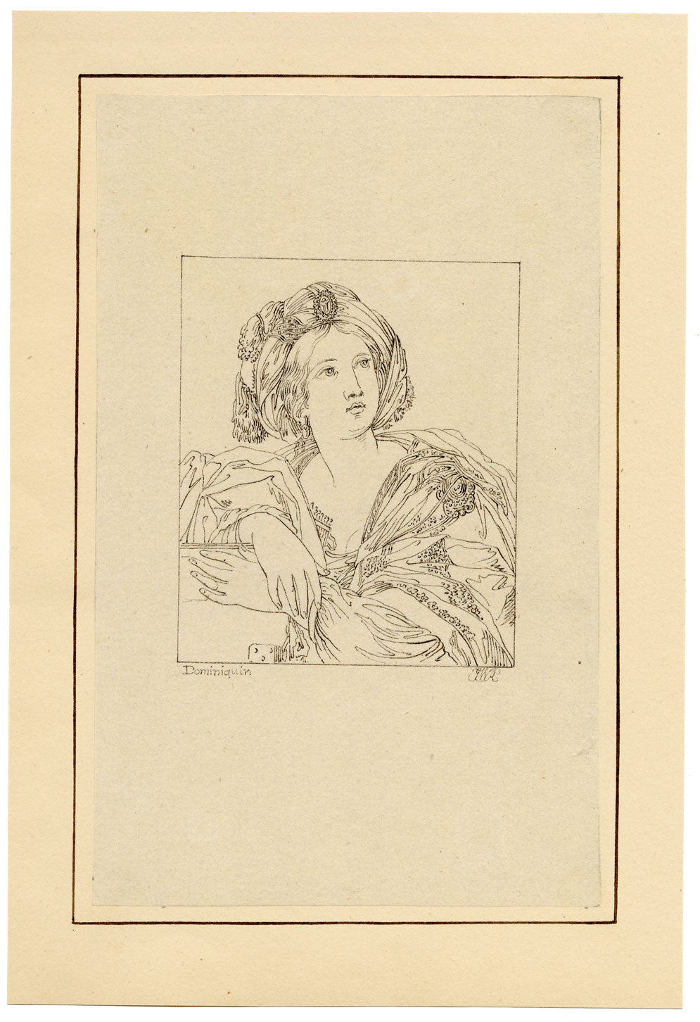 John White Abbott, A Sibyl after Domenichino – Original c.1805 pen & ink drawing