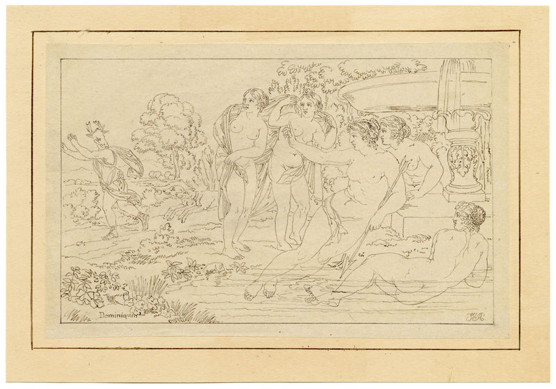 John White Abbott, Diana after Domenichino – Original c.1805 pen & ink drawing