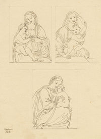 John White Abbott, Madonna & Child after Raphael – c.1805 pen & ink drawing
